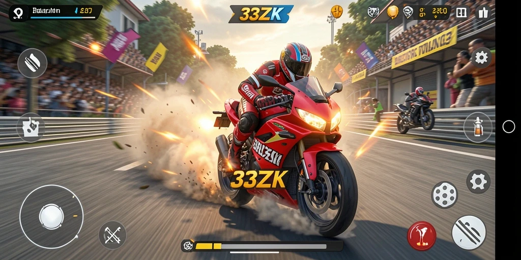 Tampilan gameplay seru dalam balapan motor yang menantang.