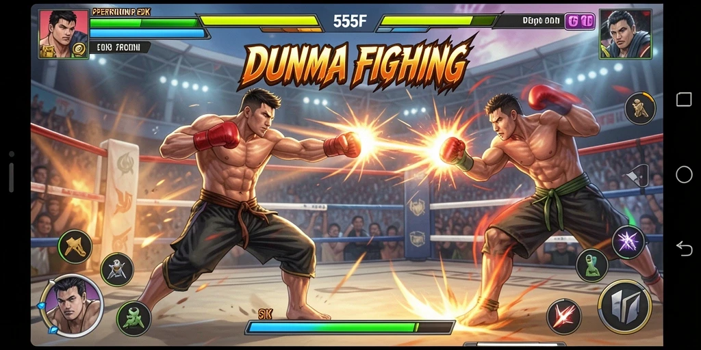 Tampilan gameplay pertarungan yang mendebarkan di 555F.