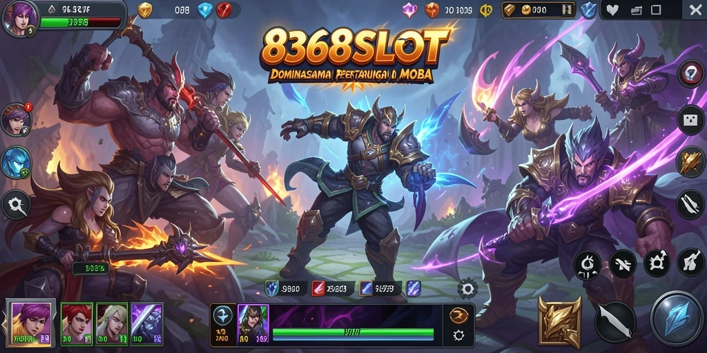 Tangkapan layar gameplay 8368SLOT yang menampilkan aksi seru di arena MOBA.