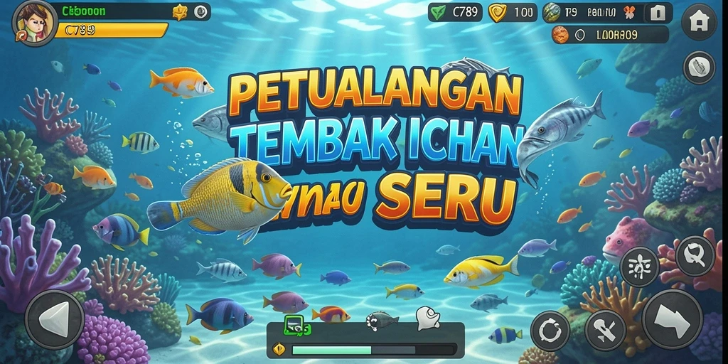 Tampilan gameplay seru dalam C789 dengan aksi tembak ikan.