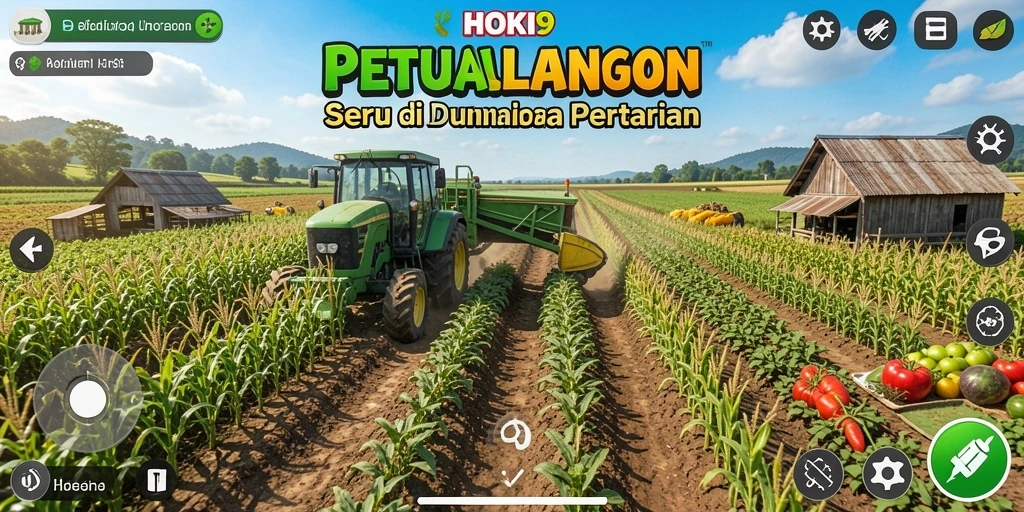 Tangkapan layar HOKI9 menampilkan suasana ladang pertanian yang subur dan aktif.