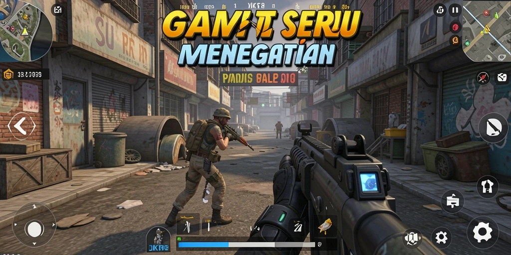 Tampilan menegangkan permainan TPS JKT8 di layar.