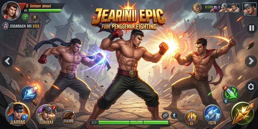 Screenshot gameplay JUARAGO menampilkan pertarungan seru antara karakter.