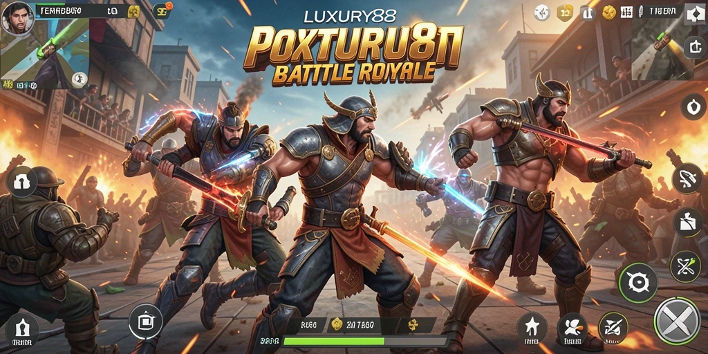Tampilan gameplay mendebarkan dari LUXURY88 dalam pertempuran Battle Royale.