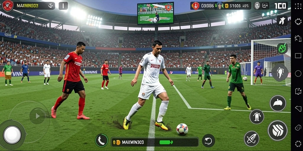 Tampilan gameplay seru di MAXWIN303 saat bertanding di lapangan.