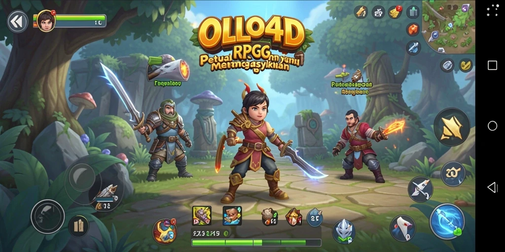 Tampilan gameplay OLLO4D menampilkan pertarungan seru di dunia fantasi.